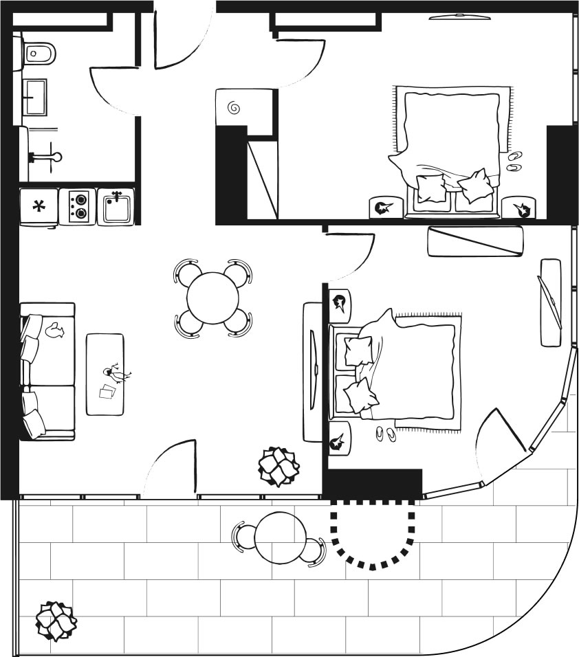 One-bedroom apartment with a terrace One-bedroom apartment with a terrace